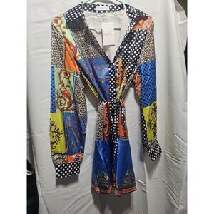 Endless Moon Colorful Patchwork Long Sleeve Dress